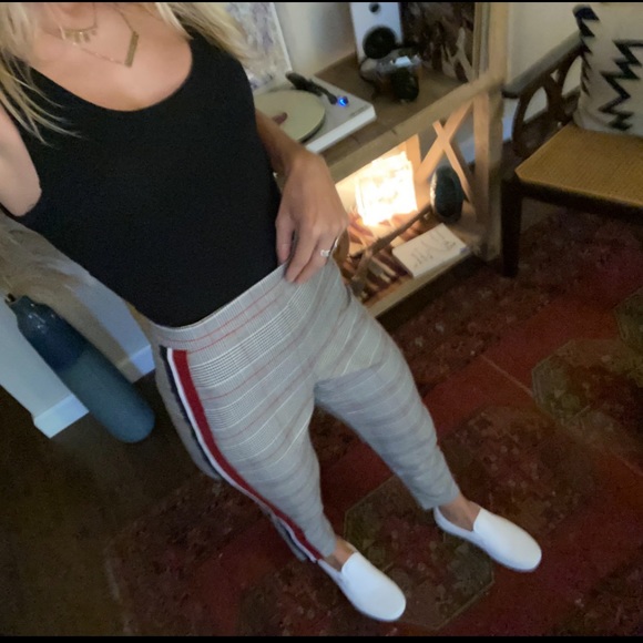 Lavender Brown | High Waisted Plaid Pants - Picture 1 of 4